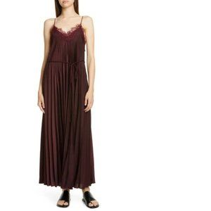 Vince Lace-trim Pleated V-neck Dress